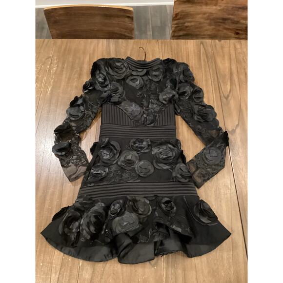Zhivago THE VENDETTA Embellished Floral Mesh Minidress black size 2 - Picture 8 of 16